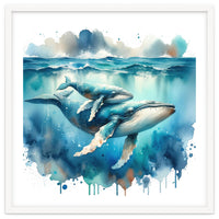 Mother And Calf Whales Watercolor
