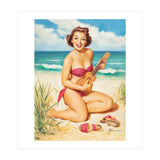 Pinup Girl Playing Ukulele On The Beach (Print Only) thumbnail