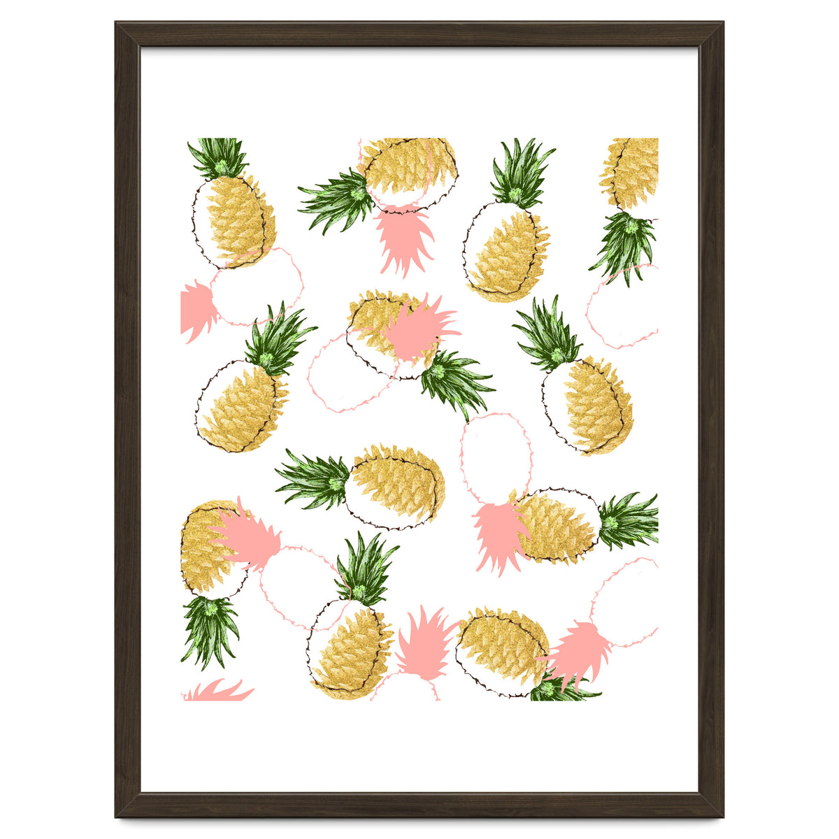 Pineapples & Pine Cones, Eclectic Tropical Nature Illustration, Quirky Fun Fruit Food Graphic Design