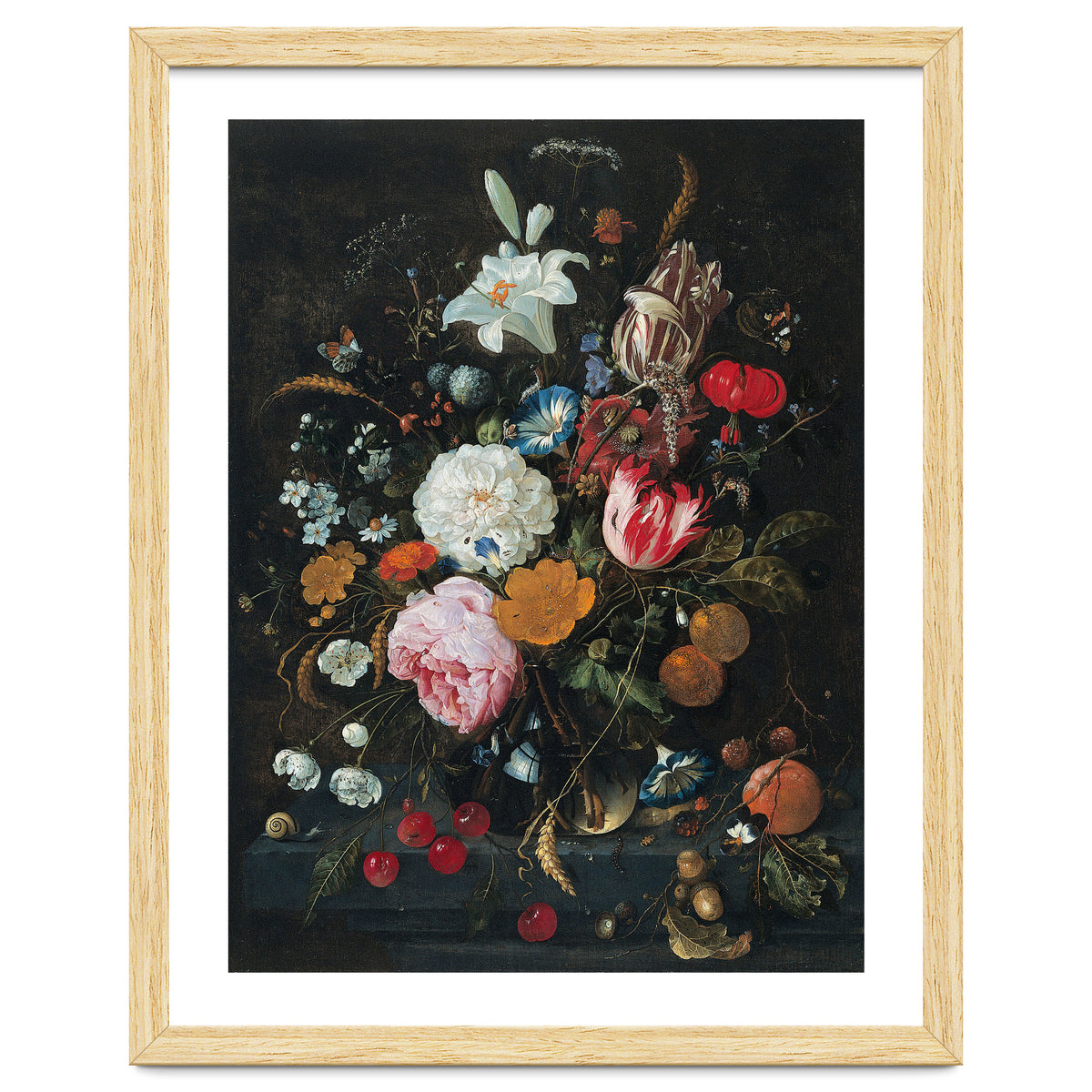 Jan Davidsz. de Heem (Utrecht, 1606-Amberes, 1683/4). Flowers in a glass Vase with Fruit (ca. 166...