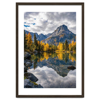 Golden Autumn Reflection: Majestic Mountain Wilderness Landscape