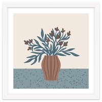 Brown Flowers in a Vase – Minimalist Floral Still Life