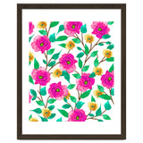 Floral Forever, Colorful Summer Garden Botanical Illustration, Pink Boho Vibrant Painting thumbnail