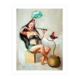 Pinup Sexy Girl Performing A Trick (Print Only) thumbnail