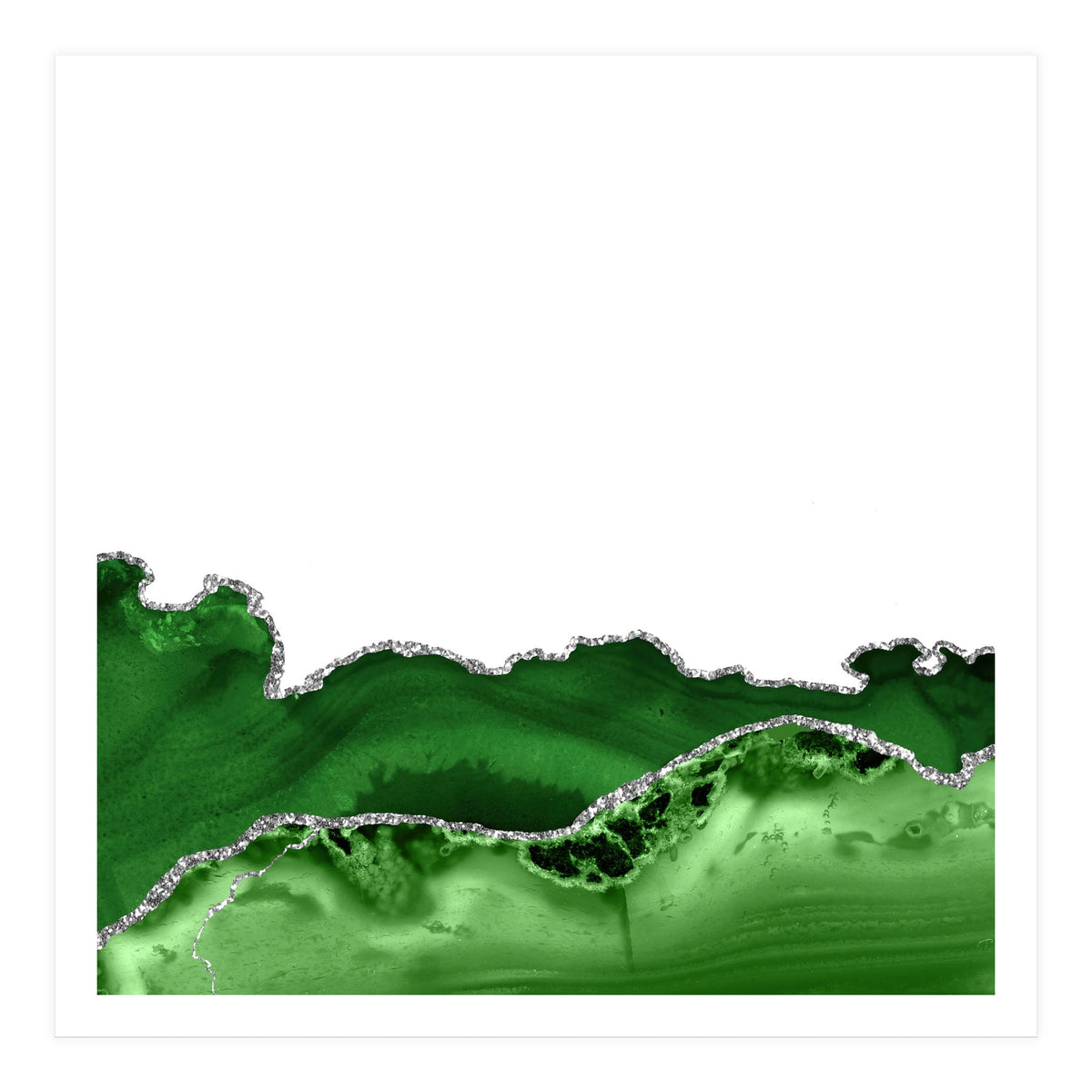 Green & Silver Agate Texture 12 (Print Only)