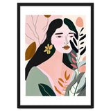 Reinvent, Beautiful Woman Girl Pastel Line Art, Minimal Botanical Nature Portrait, Modern Bohemian Drawing Nomadic Summer Self Love thumbnail