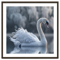 Majestic White Swan Gracefully Floating On Water