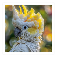Yellow Crested Cockatoo Bird Close Up Portrait (Print Only)