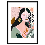 Reinvent, Beautiful Woman Girl Pastel Line Art, Minimal Botanical Nature Portrait, Modern Bohemian Drawing Nomadic Summer Self Love thumbnail