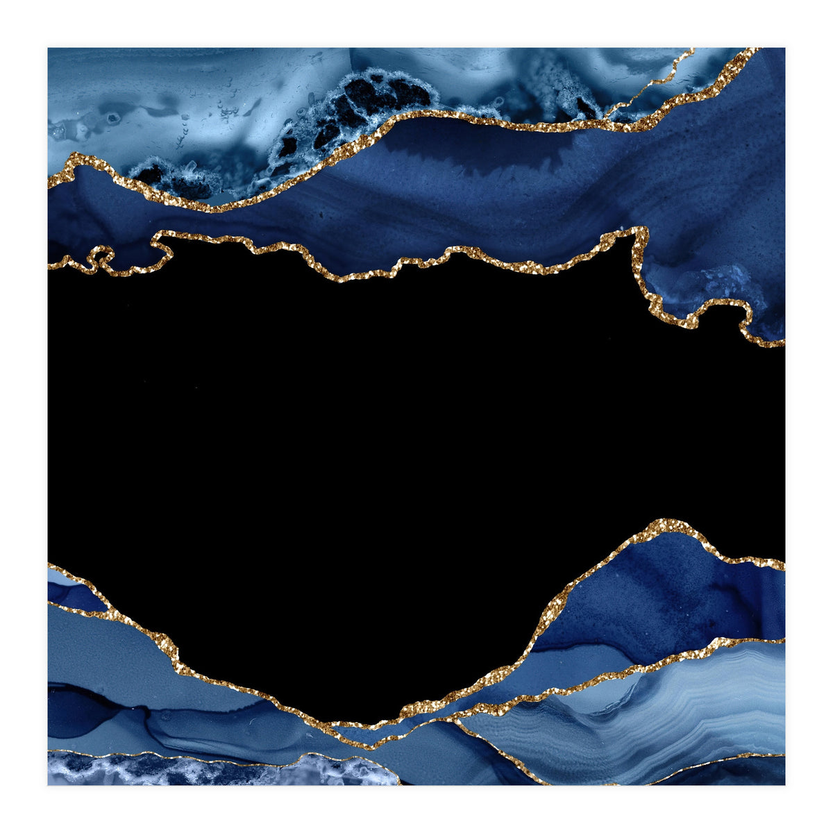 Navy & Gold Agate Texture 18  (Print Only)