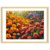 Radiant Summer Zinnia and Marigold Meadow Oil Painting thumbnail