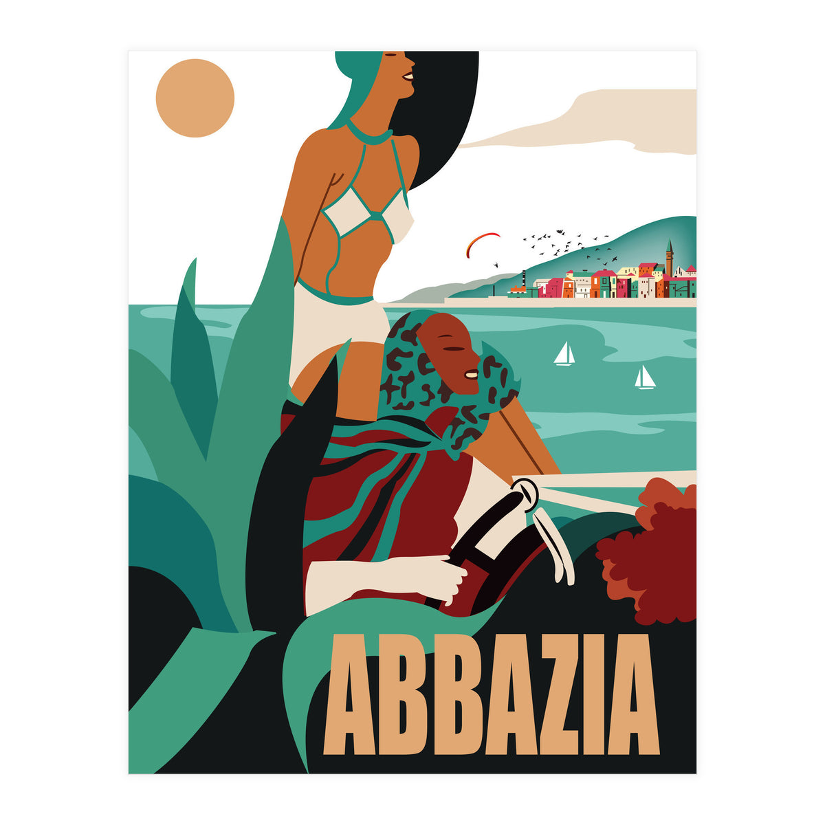 Abbazia, Two Ladies on a Drive (Print Only)