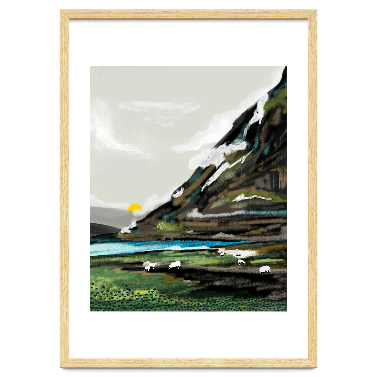 Graze, Cattle Nature Landscape Painting, Mountains Wild Adventure Cows, Animals Grassland Bohemian