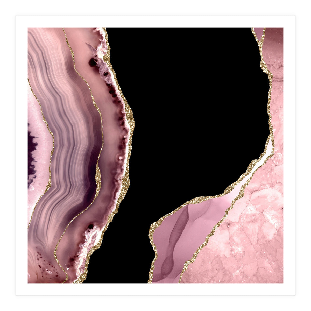 Blush & Gold Agate Texture 01  (Print Only)