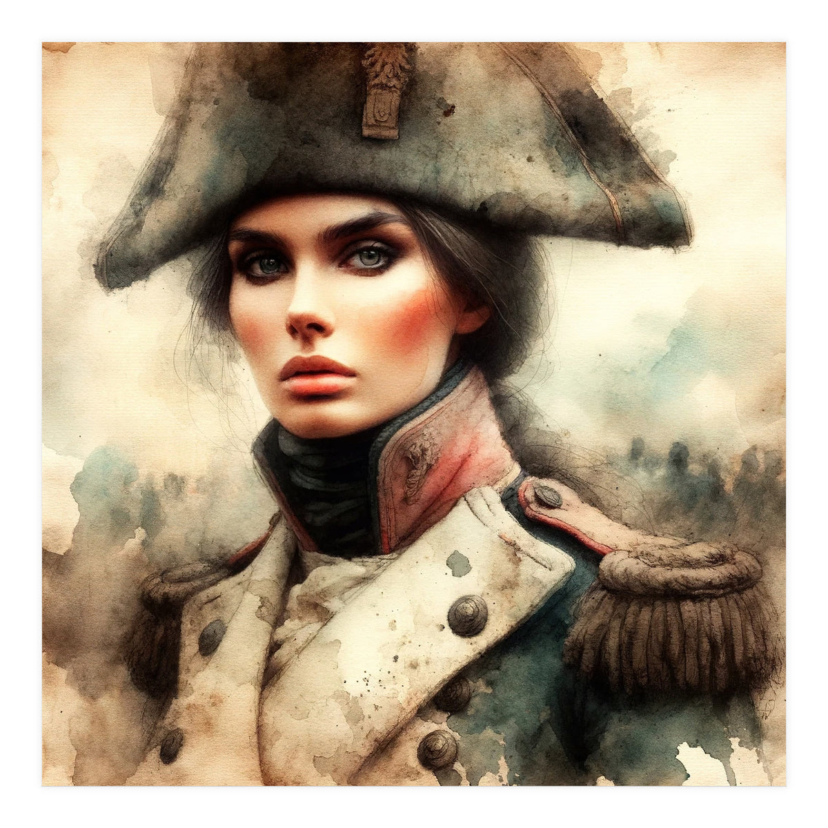 Napoleonic Officer Woman Portrait (Print Only)