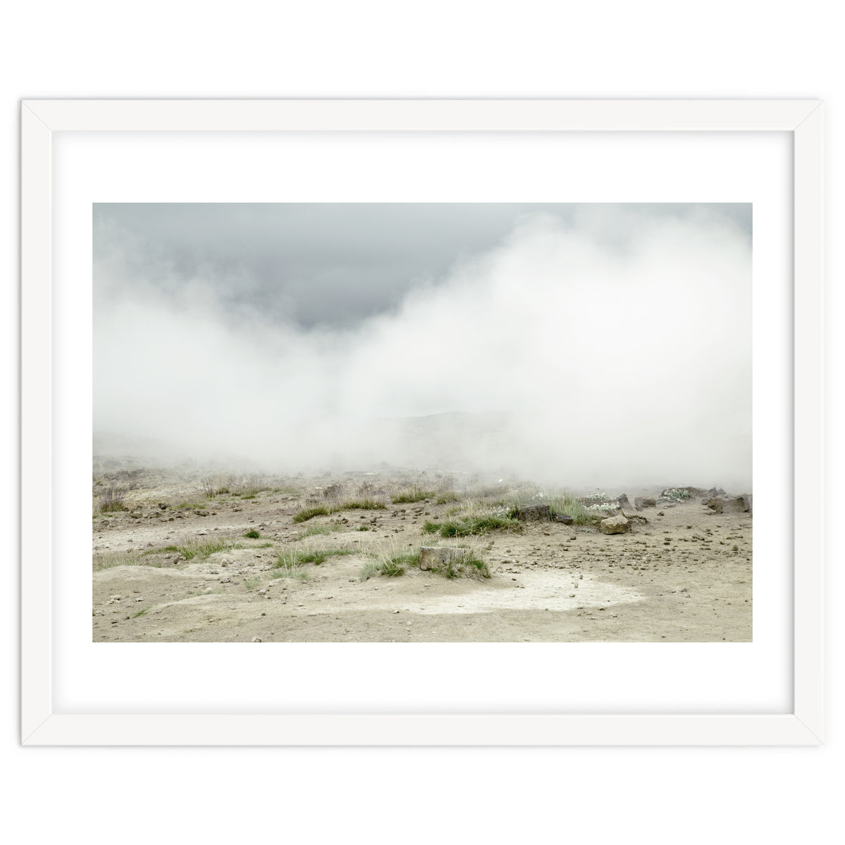Landscape covered by hot spring steam - Iceland