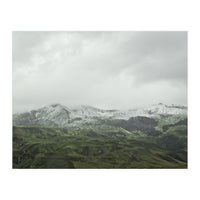 Snow-covered green mountains - Iceland (Print Only)