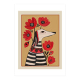 Striped Dog With Poppies (Print Only) thumbnail