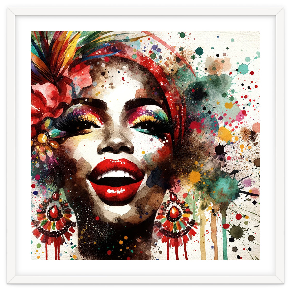 Brazilian Carnival Watercolor Portrait