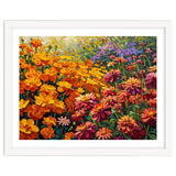 Radiant Summer Zinnia and Marigold Meadow Oil Painting thumbnail