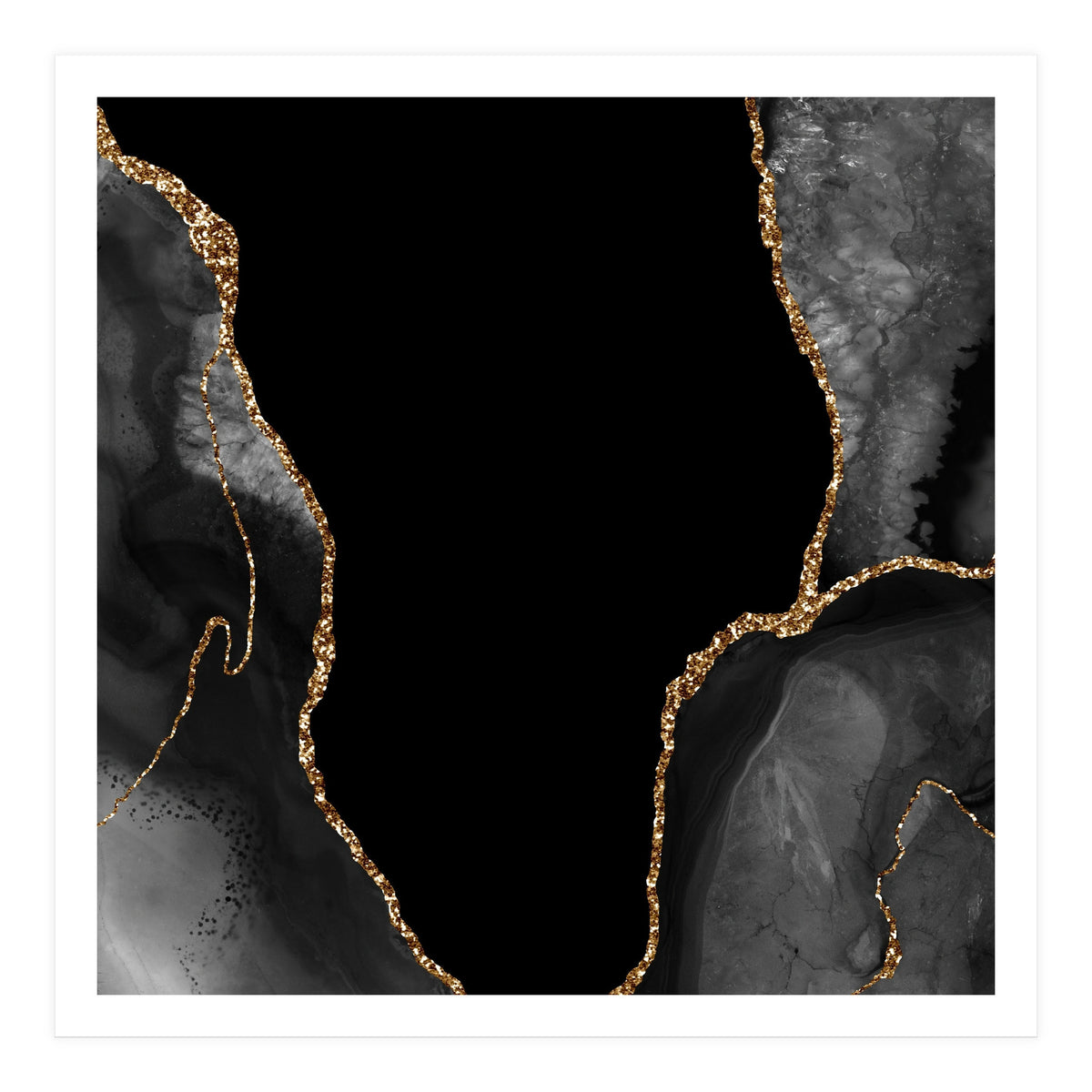 Black & Gold Agate Texture 03 (Print Only)