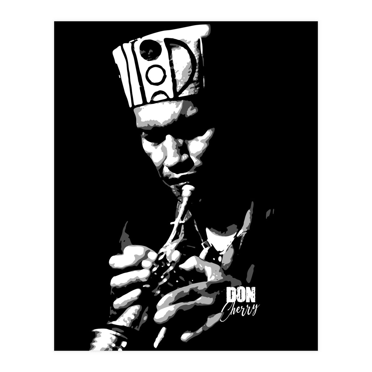 Don Cherry Trumpeter Jazz Music Legend in Grayscale (Print Only)
