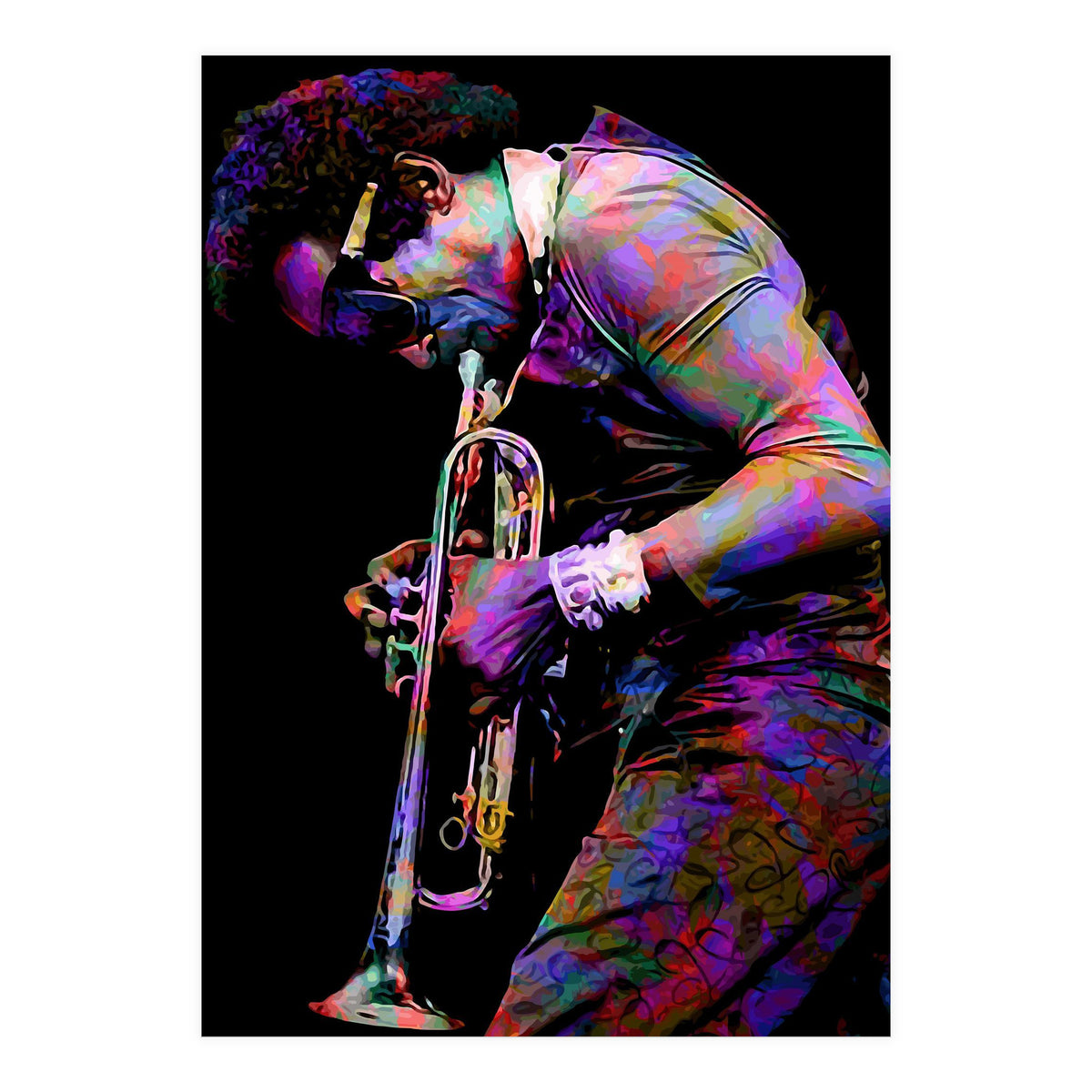 Miles Davis American Jazz Trumpeter Legend Colorful Art (Print Only)