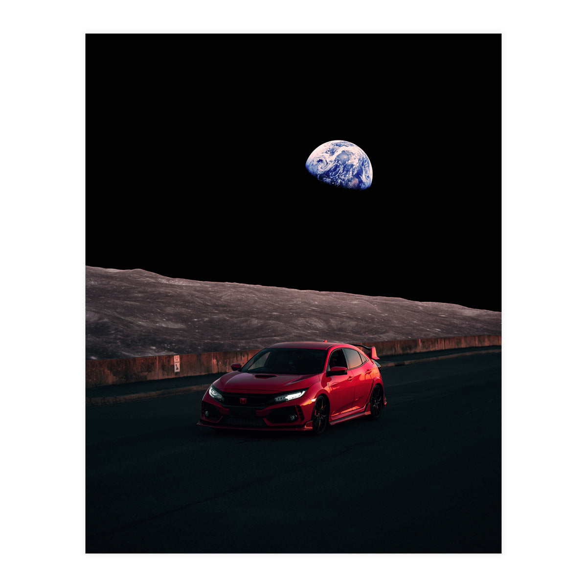 Driving Civic In The Moon (Print Only)
