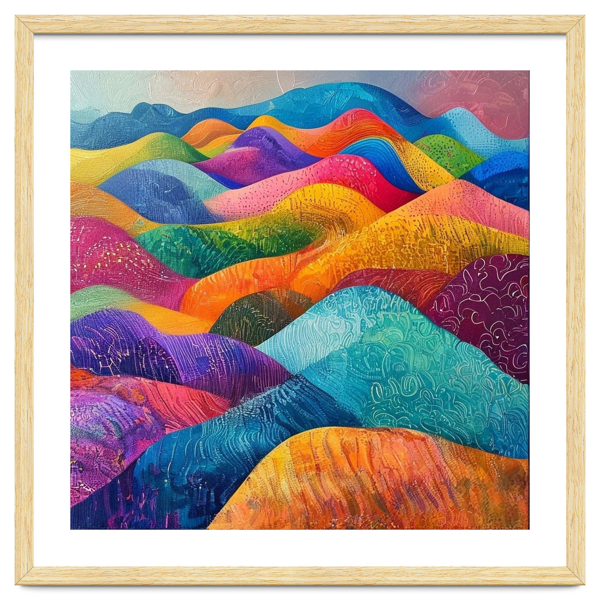 Vibrant Rainbow Rolling Hills Landscape