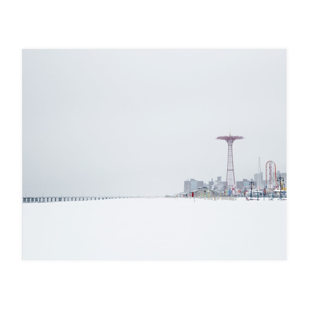Amusement park in the winter seascape (Print Only)