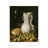 Luis Egidio Meléndez: 'Still Life with Small Pears, Bread, White Pitcher, Glass Bottle, and.., 1760. (Print Only) thumbnail