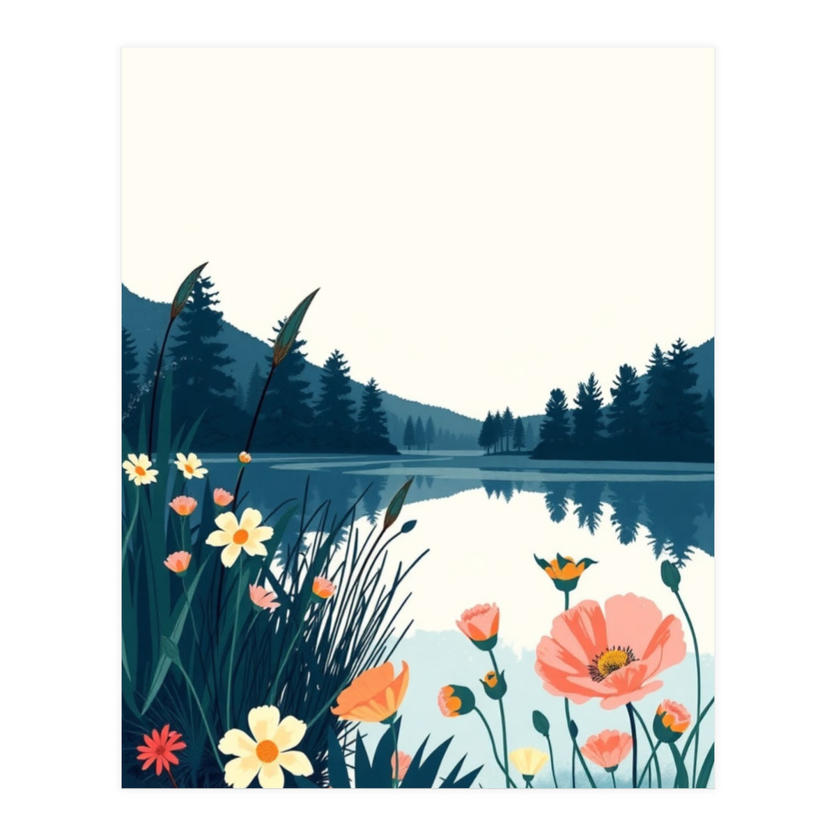 Nature Lake Calm Botanical (Print Only)
