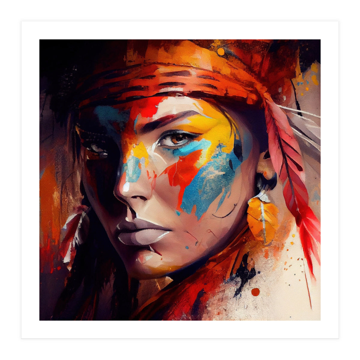 Powerful American Native Woman #4 (Print Only)