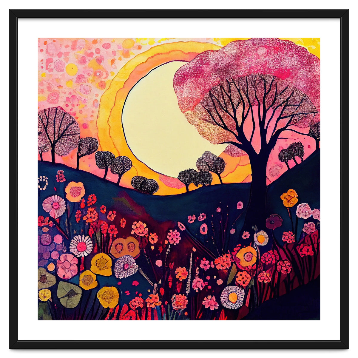 Folk Sunset Over Floral Hills