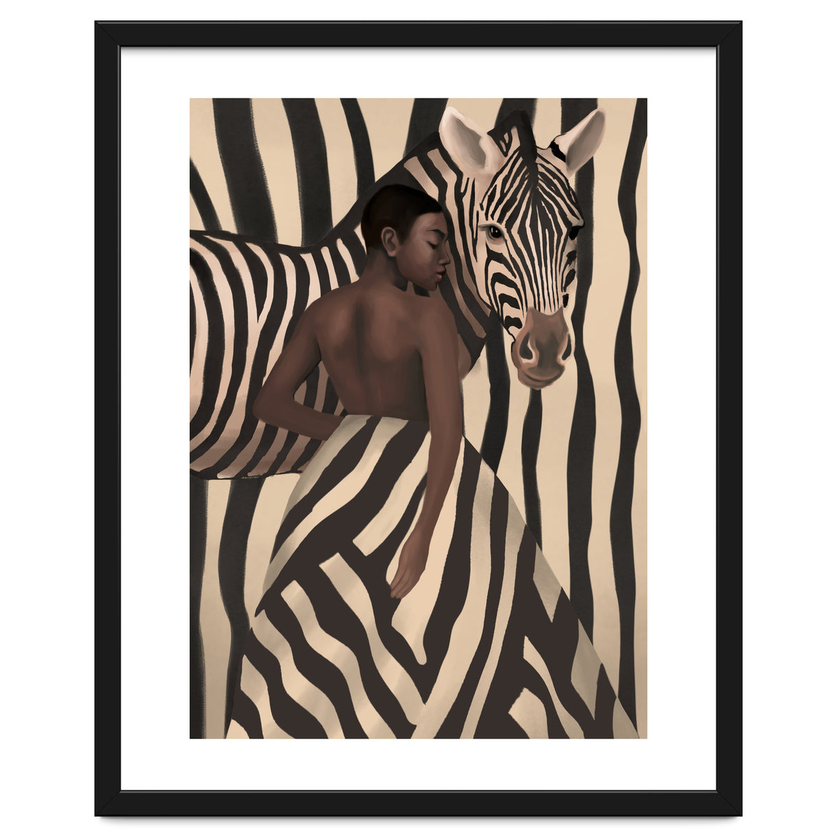 Woman And Zebra In Bold Stripes
