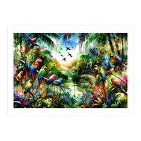 Watercolor Tropical Birds In The Jungle (Print Only)