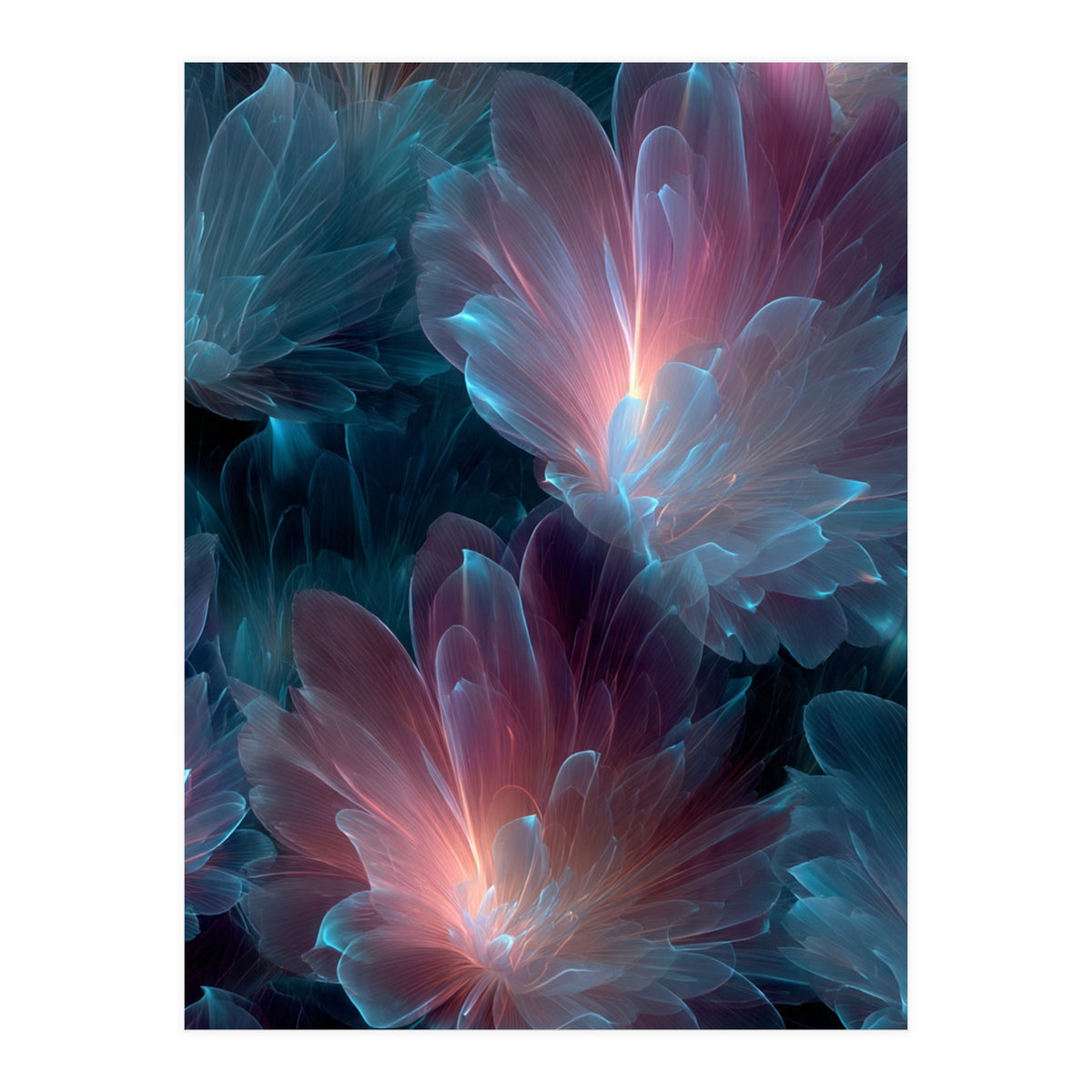 Luminous Bioluminescent Floral Abstract (Print Only)