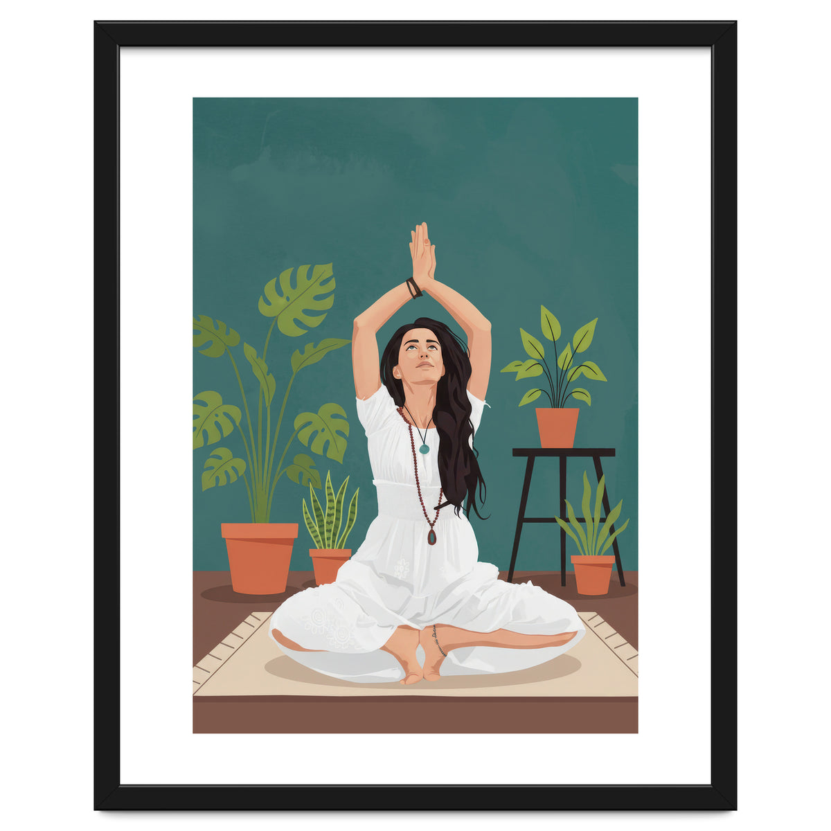 Serene Yoga Pose FitnessIllustration