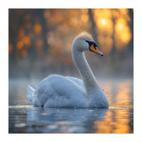 Beautiful Swan Floating On Water At Sunset (Print Only) thumbnail