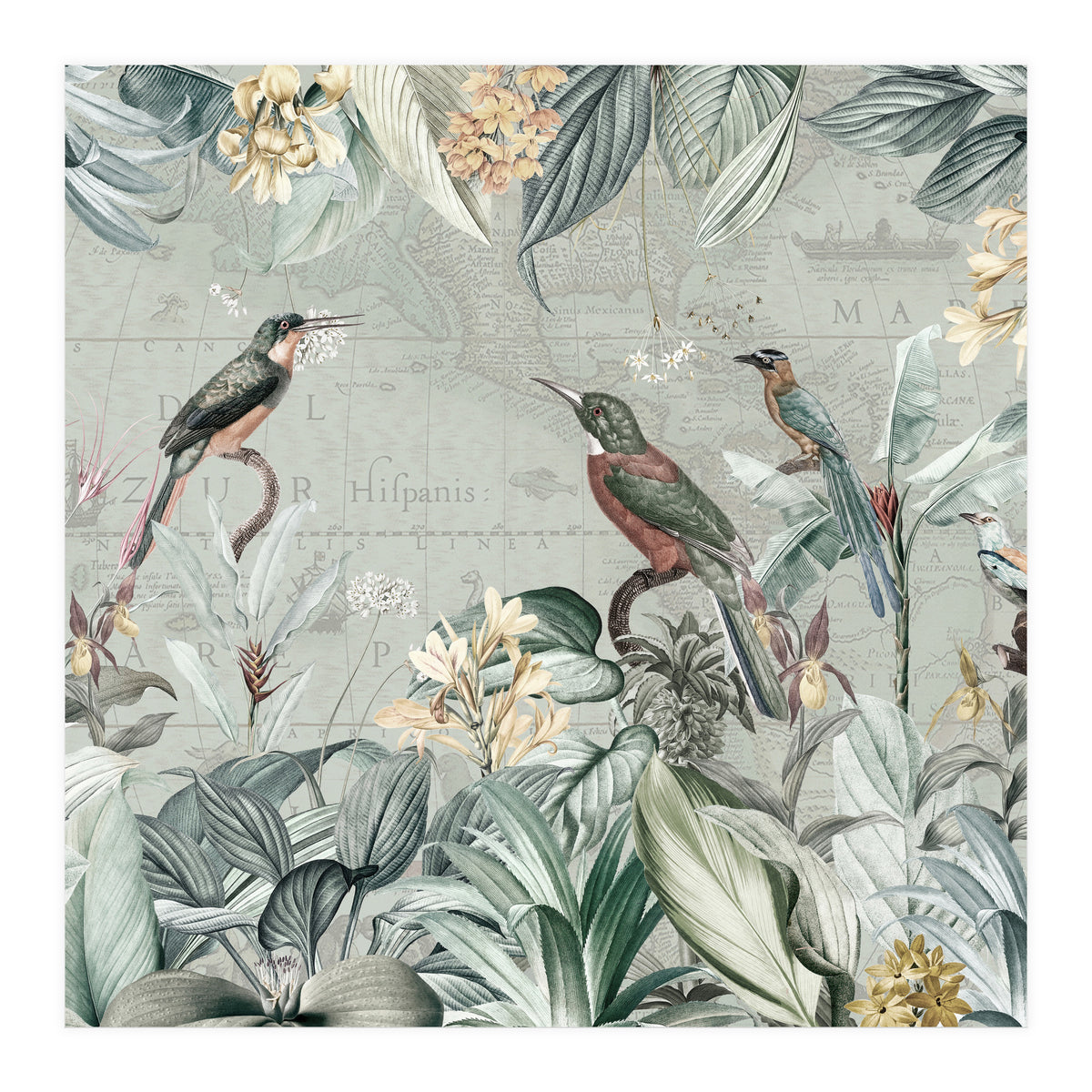Vintage Exotic Birds Paradise Jungle (Print Only)