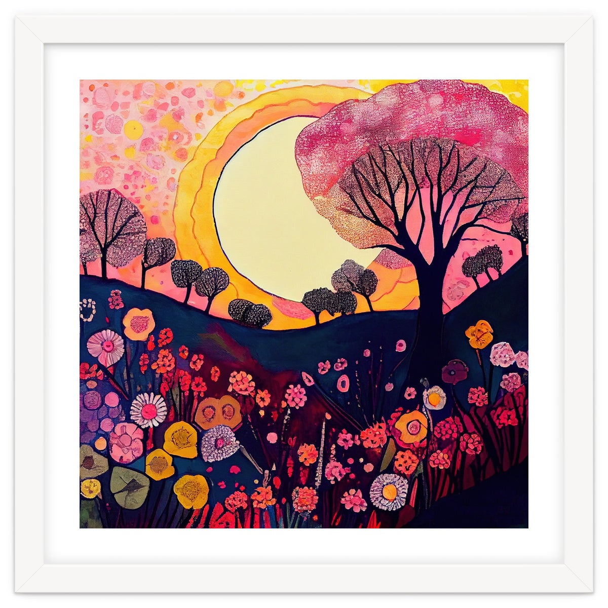 Folk Sunset Over Floral Hills