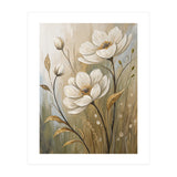 Elegant White Anemone Floral Oil Painting (Print Only) thumbnail