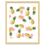Pineapples & Pine Cones, Eclectic Tropical Nature Illustration, Quirky Fun Fruit Food Graphic Design thumbnail