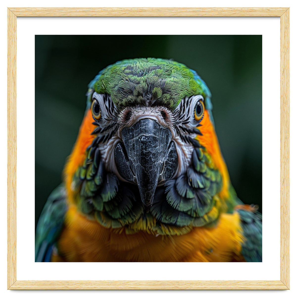 Blue And Gold Macaw Face Focused Portrait