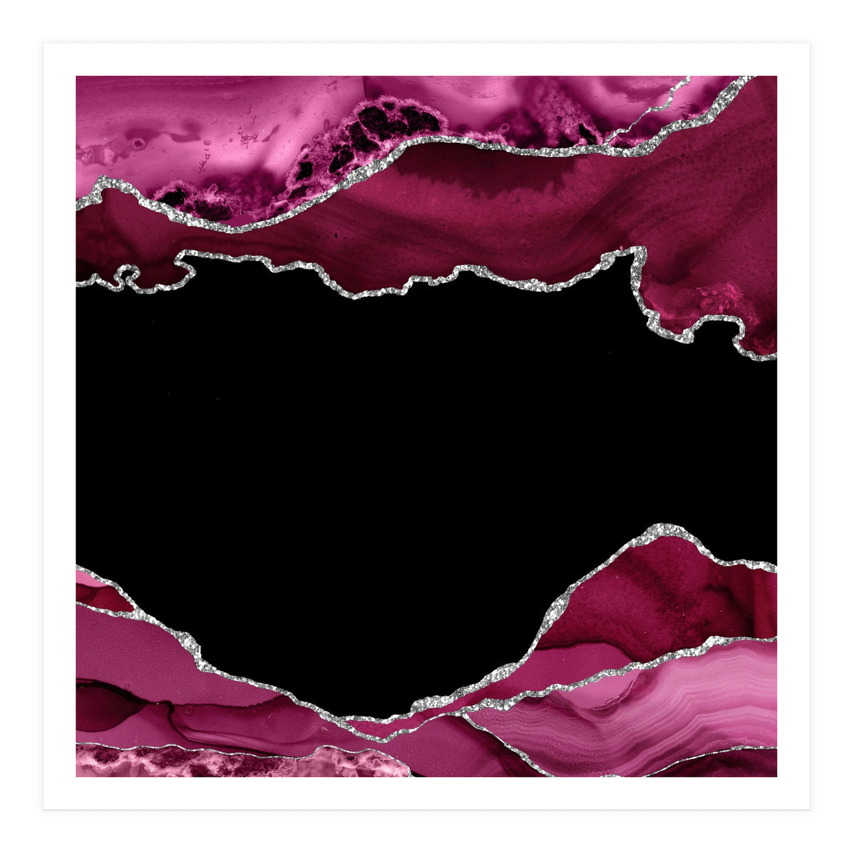 Burgundy & Silver Agate Texture 04 (Print Only)