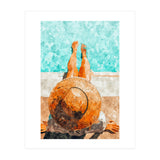 By The Pool All Day, Summer Travel Woman Swimming, Tropical Fashion Bohemian Painting (Print Only) thumbnail