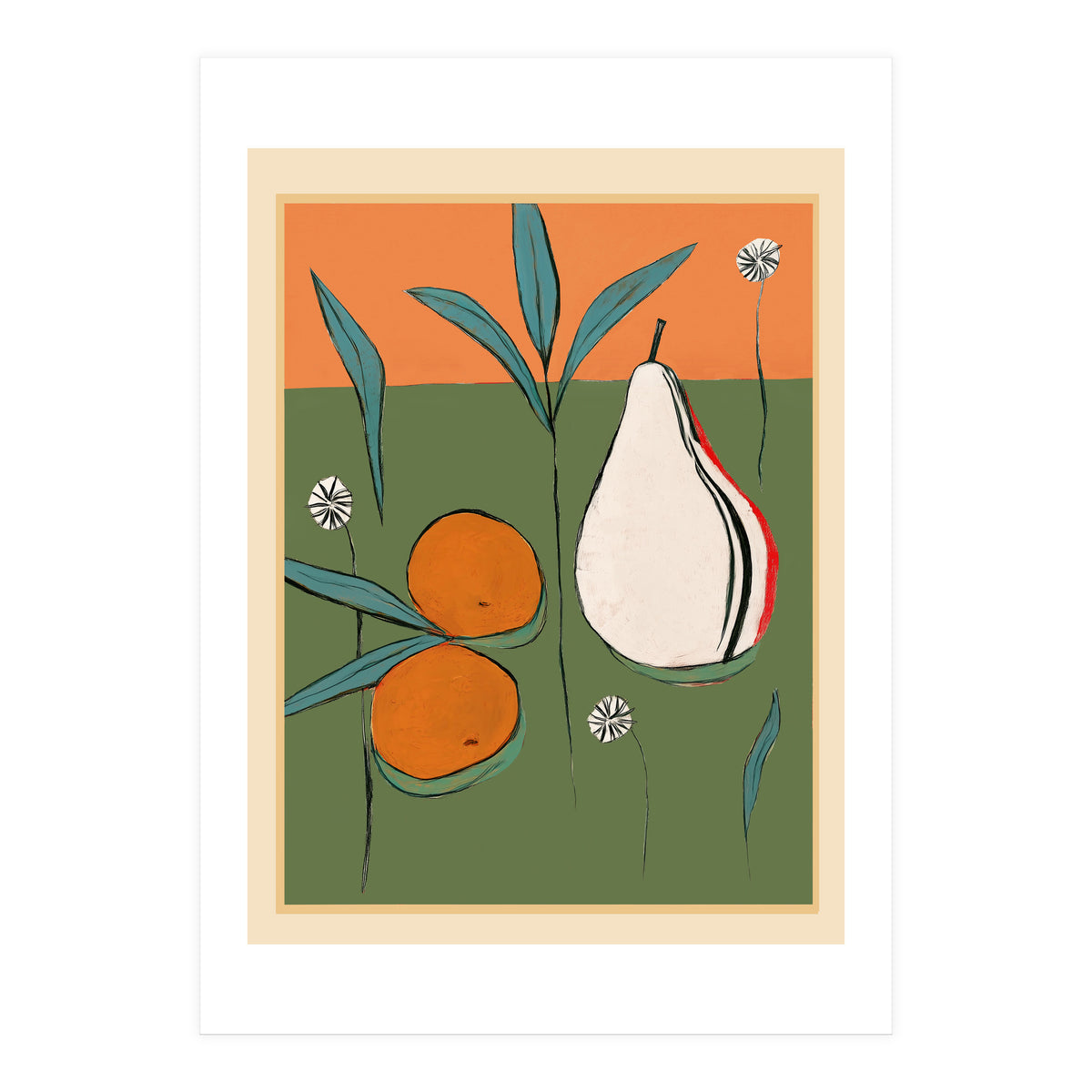 Abstract Pear And Orange Art (Print Only)