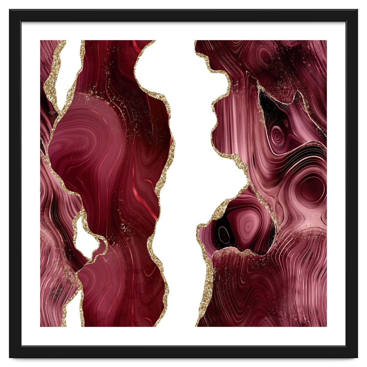 Burgundy & Gold Glitter Agate Texture 05