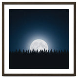 Midnight Serenity: Full Moon Over Forest Silhouettes thumbnail