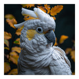 Yellow Crested Cockatoo Portrait Autumn Leaves Dark (Print Only) thumbnail